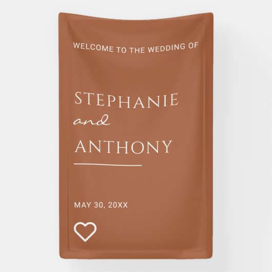 Terracotta with Heart Modern Wedding Banner (Vertikal)