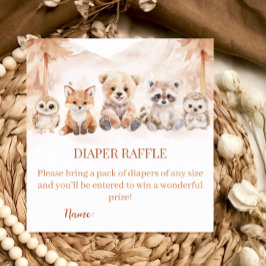 Terracotta Woodland Diaper Raffle Baby Shower Begleitkarte