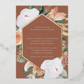 Terracotta | Wüstenflorale Taufe Folieneinladung (Vorderseite)