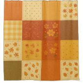 Terracotta Yellow Patchwork Quilt Rustikales Bauer Duschvorhang (Vorderseite)