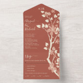 Terracotta Zweig mit Blume Initialen Hochzeit All In One Einladung (Innen Boden)