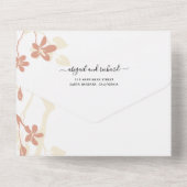 Terracotta Zweig mit Blume Initialen Hochzeit All In One Einladung (Rückseite)