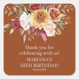 TerracottaFall Foliage Geburtstagsparty Gefallen Quadratischer Aufkleber