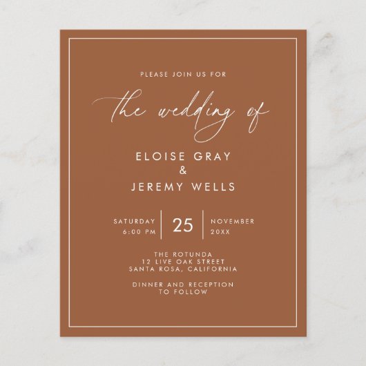 Terracottal Hochzeit Einladung (Vorderseite)