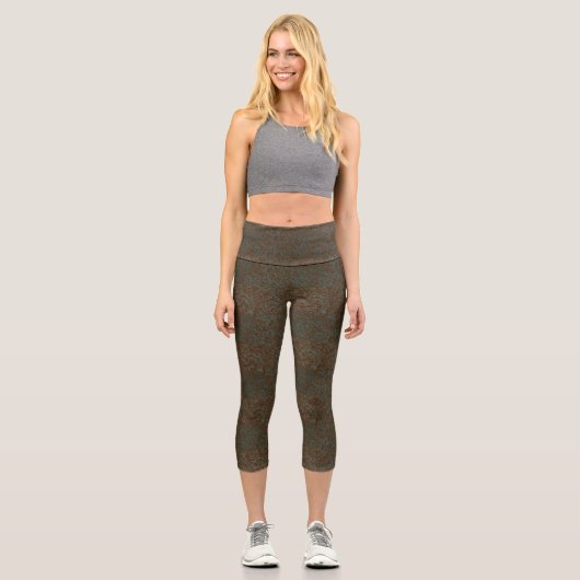 Terrain Pattern Blue 01bx4 Brown BG Capri Leggings (Vorderseite)