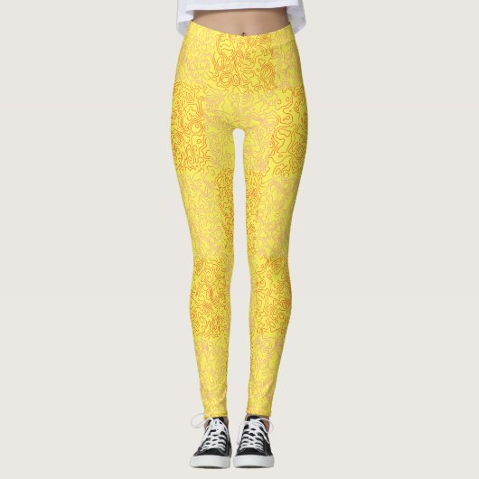 Terrain Pattern Red 01x4B Black BG Leggings (Vorderseite)