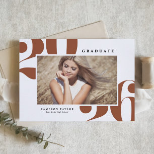 Terrakotta 2026 Fette Typografie Foto Abschlussfei Einladung