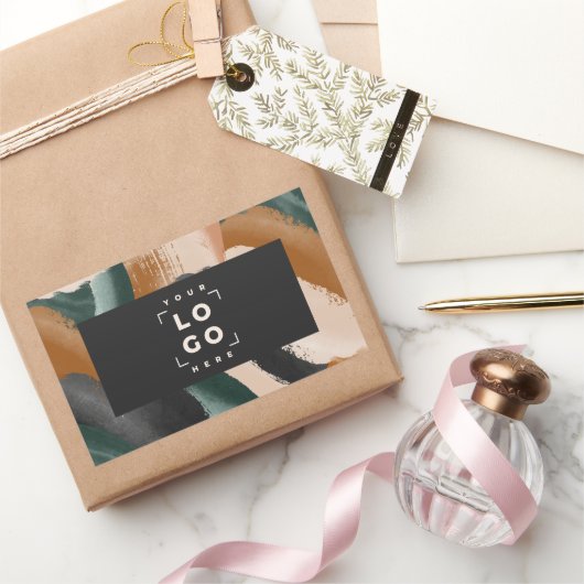 Terrakotta, abstrakt gestrichen, minimalistisch mo rechteckiger aufkleber (Schenken)