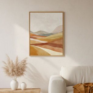 Terrakotta-Abstraktes Landschaftswandkunst Poster