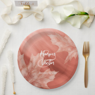 Terrakotta-Ahorn-Blätter Hochzeit im Herbst Pappteller