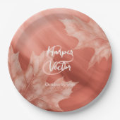 Terrakotta-Ahorn-Blätter Hochzeit im Herbst Pappteller (Vorderseite)