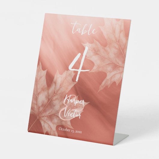 Terrakotta-Ahorn-Blätter Hochzeit im Herbst Sockelschild (Vorderseite)