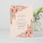 Terrakotta-Anemone-Hochzeit Einladung (Stehend Vorderseite)