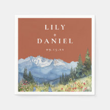 Terrakotta-Aquarell-Berg-Wildblumen-Hochzeit