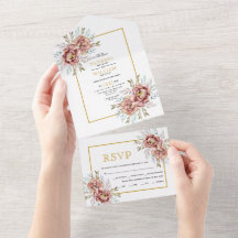 Terrakotta-Aquarellblumen Gold Hochzeit im Herbst