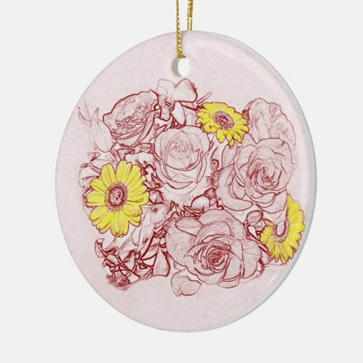 Terrakotta ätzte Blumenstrauß-gelbe Gänseblümchen Keramikornament (Links)