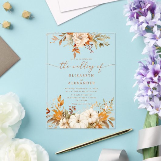 Terrakotta auf dem Herbst Acryleinladungen (In Situ (Hochzeit))