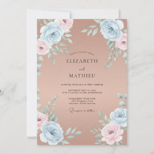 Terrakotta Azure Bloom Hochzeit Einladung