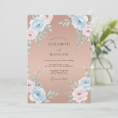 Terrakotta Azure Bloom Hochzeit Einladung (Stehend Vorderseite)