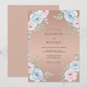 Terrakotta Azure Bloom Hochzeit Einladung (Vorne/Hinten)