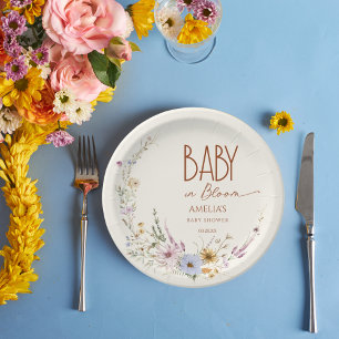 Terrakotta-Baby-Blüten-Wildblumen-Papierteller  Pappteller