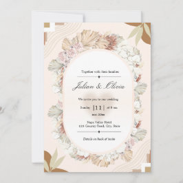 Terrakotta-Beige-Boho-Oval-Blumenkranz Modern Einladung