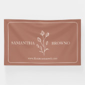 Terrakotta Beige gerahmte Blumen-Botanik Banner (Horizontal)