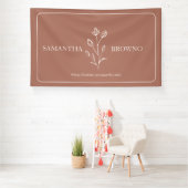 Terrakotta Beige gerahmte Blumen-Botanik Banner (Insitu)