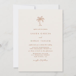 Terrakotta Beige Palme Elegantes Skript Einladung