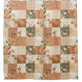 Terrakotta Beige Patchwork-Quilt Rustikale Blumenm Duschvorhang (Vorderseite)