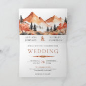 Terrakotta-Bergwald-Foto-QR-Code-Hochzeit Einladung (Innenseite)
