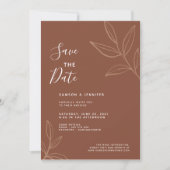 Terrakotta-Blätter Save-the-Date Virtuelle Hochzei Einladung (Vorderseite)