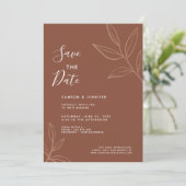 Terrakotta-Blätter Save-the-Date Virtuelle Hochzei Einladung (Stehend Vorderseite)