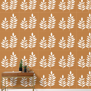 Terrakotta-Blumen-Blatt-Aquarell-Botanik-Herbst Tapete