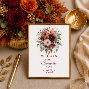 Terrakotta Blumen Boho Brautparty Countdown Poster