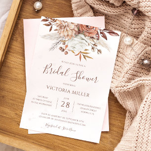 Terrakotta-Blumen Boho-Herbst-Erdbrache Hochzeitsd Einladung