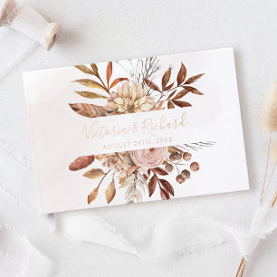 Terrakotta-Blumen Boho-Herbstlaub-Hochzeit Gästebuch