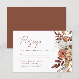 Terrakotta-Blumen Boho-Herbstlaub-Hochzeit RSVP Karte