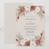 Terrakotta-Blumen-Boho-Hochzeit Einladung (Vorne/Hinten)