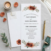 Terrakotta-Blumen-Boho-Hochzeitsprogramm mit düste