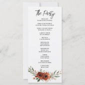 Terrakotta-Blumen-Boho-Hochzeitsprogramm mit düste (Rückseite)