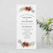 Terrakotta-Blumen-Boho-Hochzeitsprogramm mit düste (Stehend Vorderseite)
