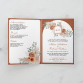 Terrakotta-Blumen Boho-Pampas-QR-Code-Hochzeit Einladung (Innenseite)