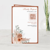 Terrakotta-Blumen Boho-Pampas-QR-Code-Hochzeit Einladung (Rückseite)