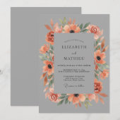 Terrakotta-Blumen-Bürstenstrich-Hochzeit Einladung (Vorne/Hinten)