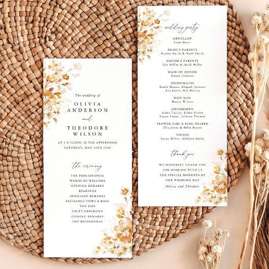 Terrakotta-Blumen-elegante Hochzeitszeremonie Programm