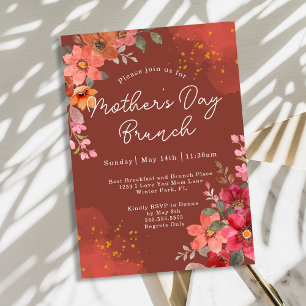 Terrakotta Blumen Gold Pfirsich Muttertags-Brunch Einladung