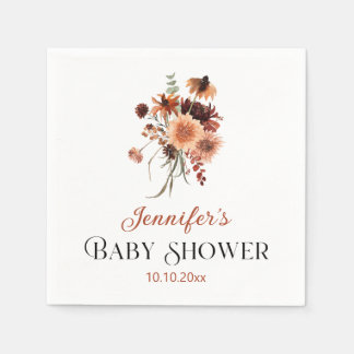 Terrakotta-Blumen Herbst-Baby-Party Serviette