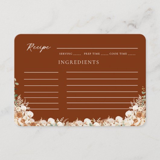 Terrakotta Blumen Herbst-Kalla-Lilien Brautstrauß Begleitkarte (Vorderseite)