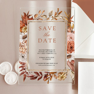 Terrakotta-Blumen-Hochzeit - Save-the-Date Acryleinladungen